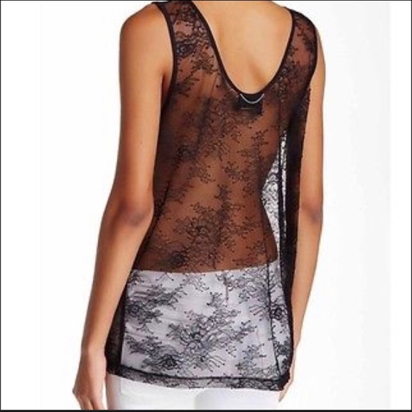 The Kooples Sport sheer black lace tank top - Picture 2 of 9